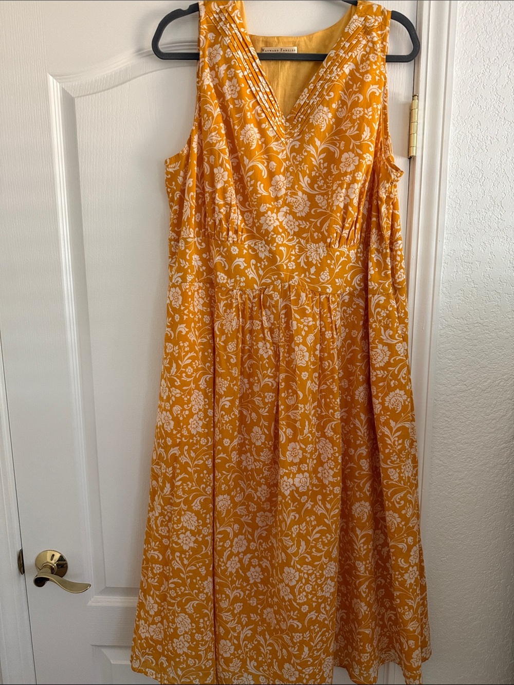 EShakti Goldenrod and White Floral Lightweight Lined Midi Dress. NWOT - Picture 1 of 8